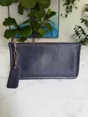 Coach Vintage Skinny Case 7170 Black Leather Zip Cosmetic Pouch 80's 90's USA